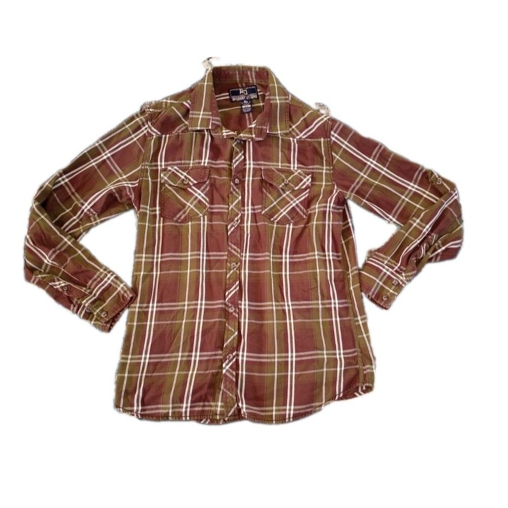 Amongst Others Shirt Men’s Sz XL Brown Green Button Down Western Cowboy Rodeo